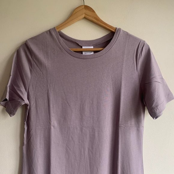 Maxi T Shirt jersey Dress with side split slit by Germinate dusky lilac - Picture 2 of 4